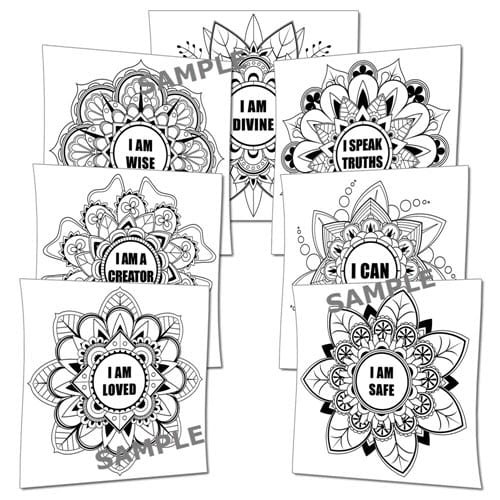 7 Chakra Affirmations Mandala Poster Pack of 14 (Digital)